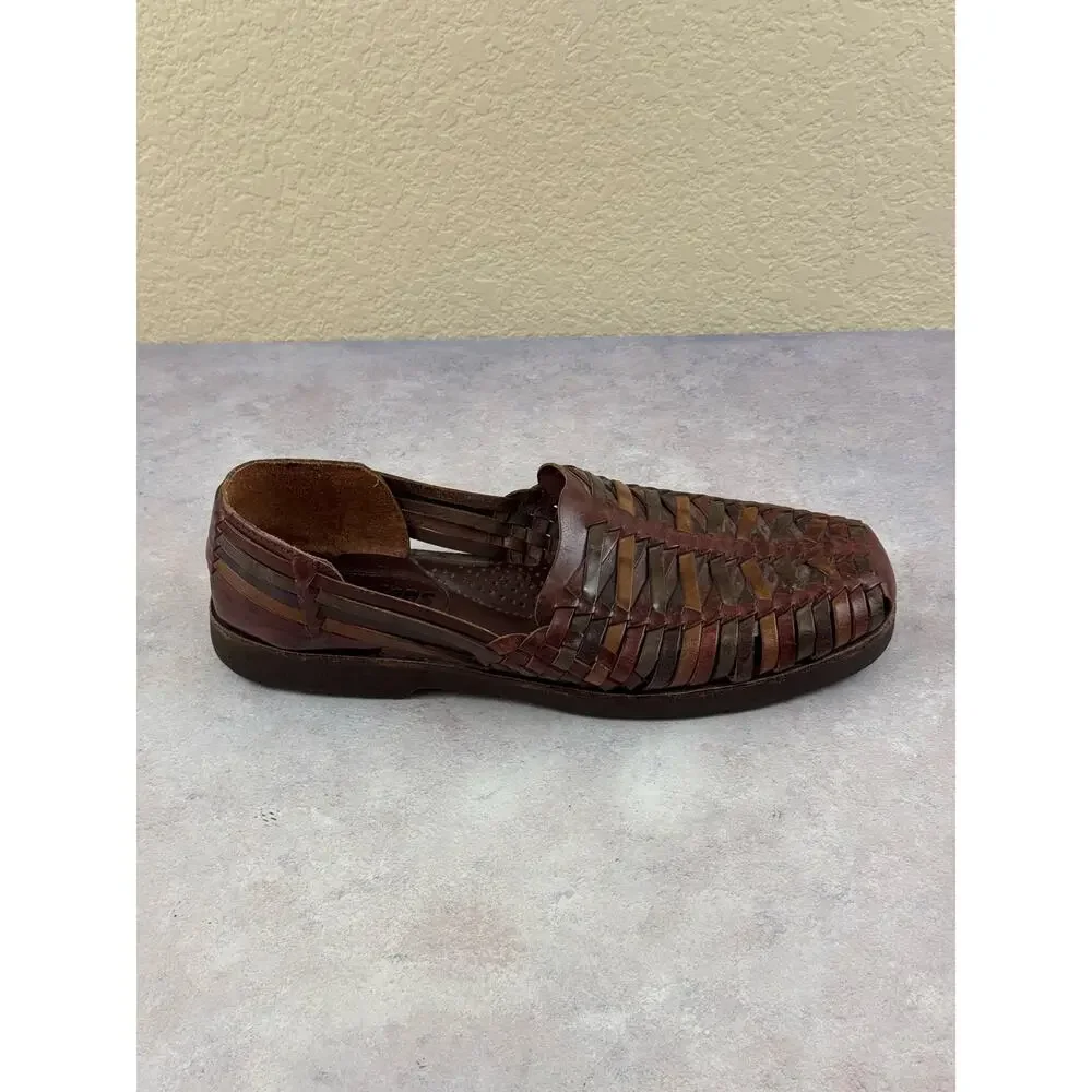 Sunsteps Hand-Woven Leather Loafers Shoes Men Sz 11.5 Brown Preppy Boho